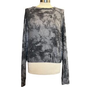 BKE Shirt Sweater Long Sleeve Women's Small Distressed Black and Grey Tie Dye